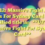 UFC 312: Massive Fight In The Works For Sydney Card
The simplified title is:
**UFC 312: Massive Fight For Sydney Card**
