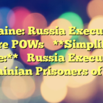 Ukraine: Russia Executing More POWs 

**Simplified Title:** 

Russia Executing Ukrainian Prisoners of War
