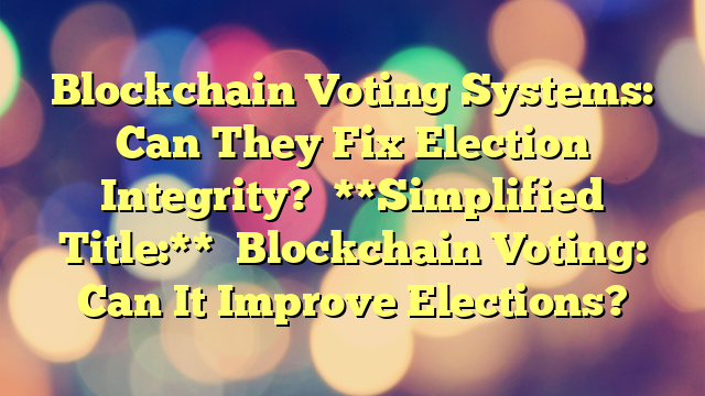 Blockchain Voting Systems: Can They Fix Election Integrity?

**Simplified Title:**

Blockchain Voting: Can It Improve Elections?